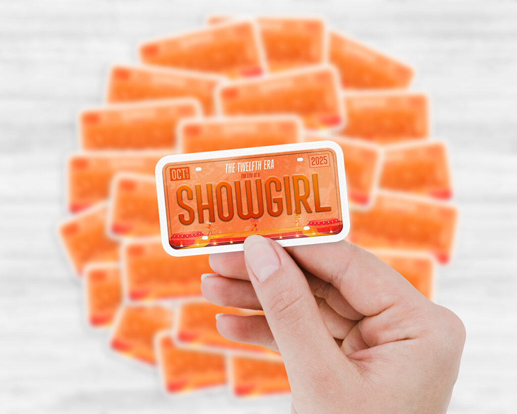 Showgirl era license plate sticker