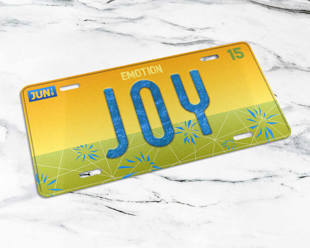 Joy emotion license plate