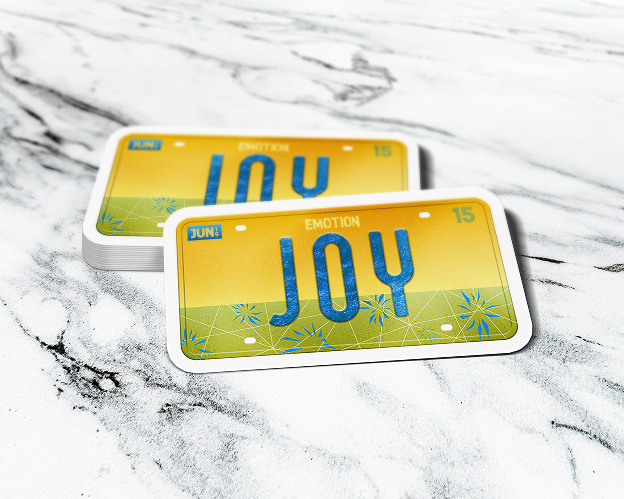 Joy emotion license plate sticker - Image 2