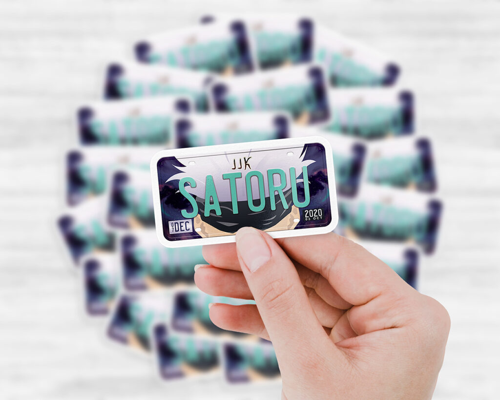 Satoru Gojo license plate sticker