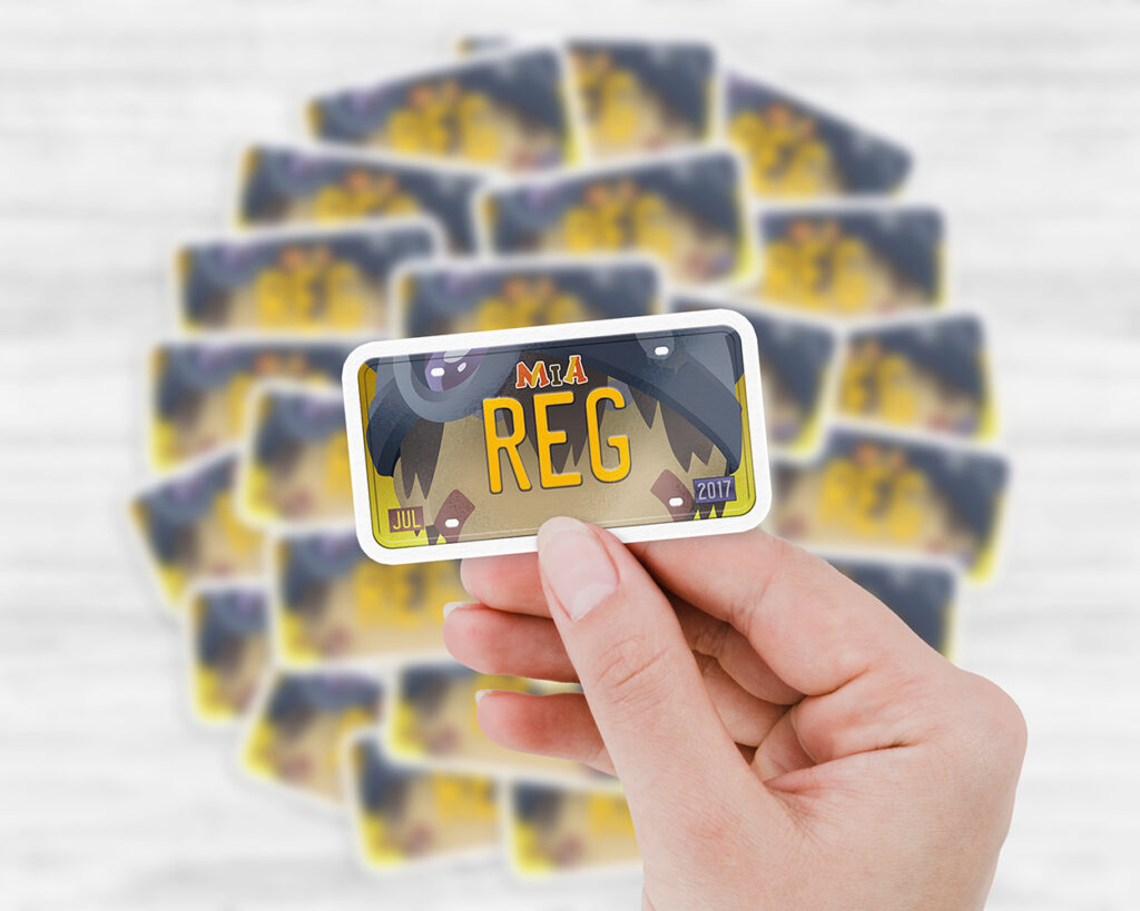 Reg license plate sticker