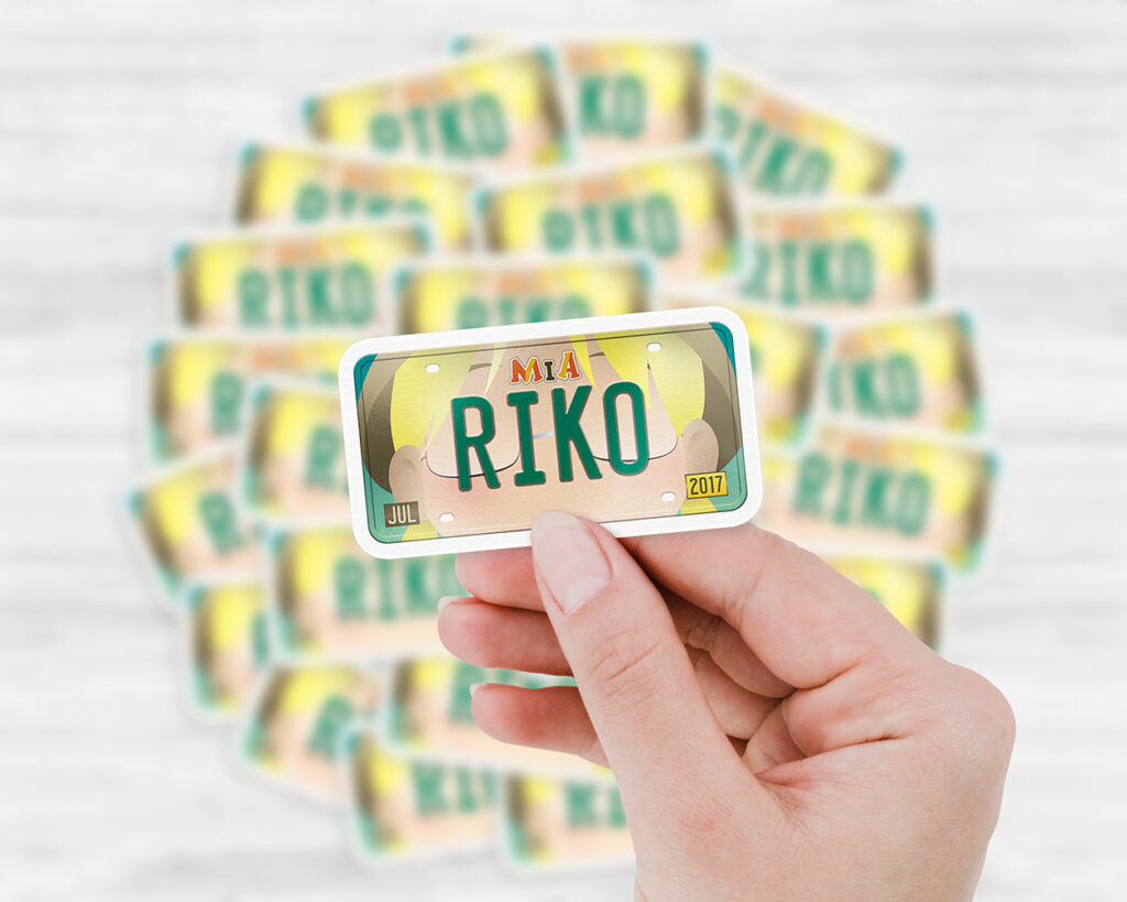 Riko license plate sticker