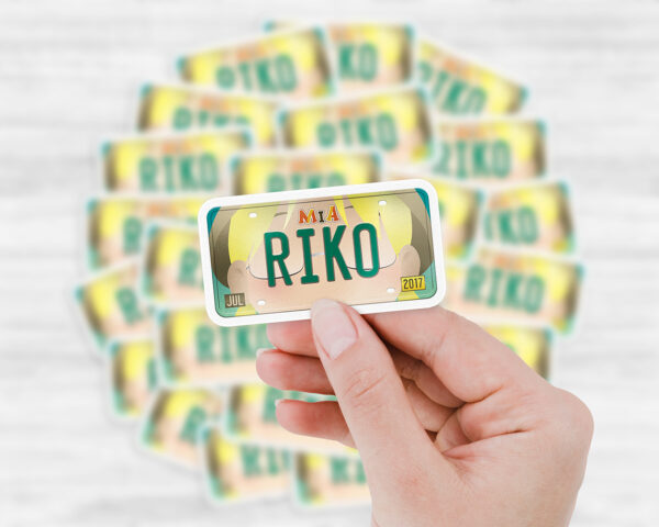 Riko license plate sticker