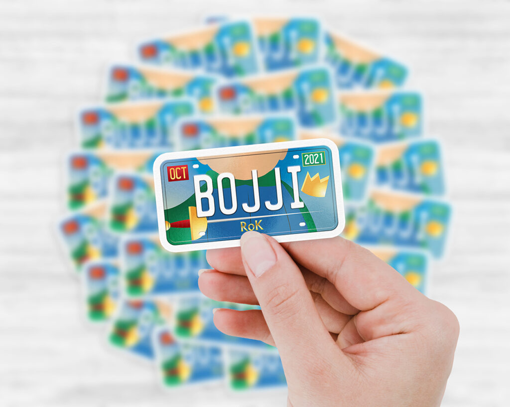 Bojji license plate sticker