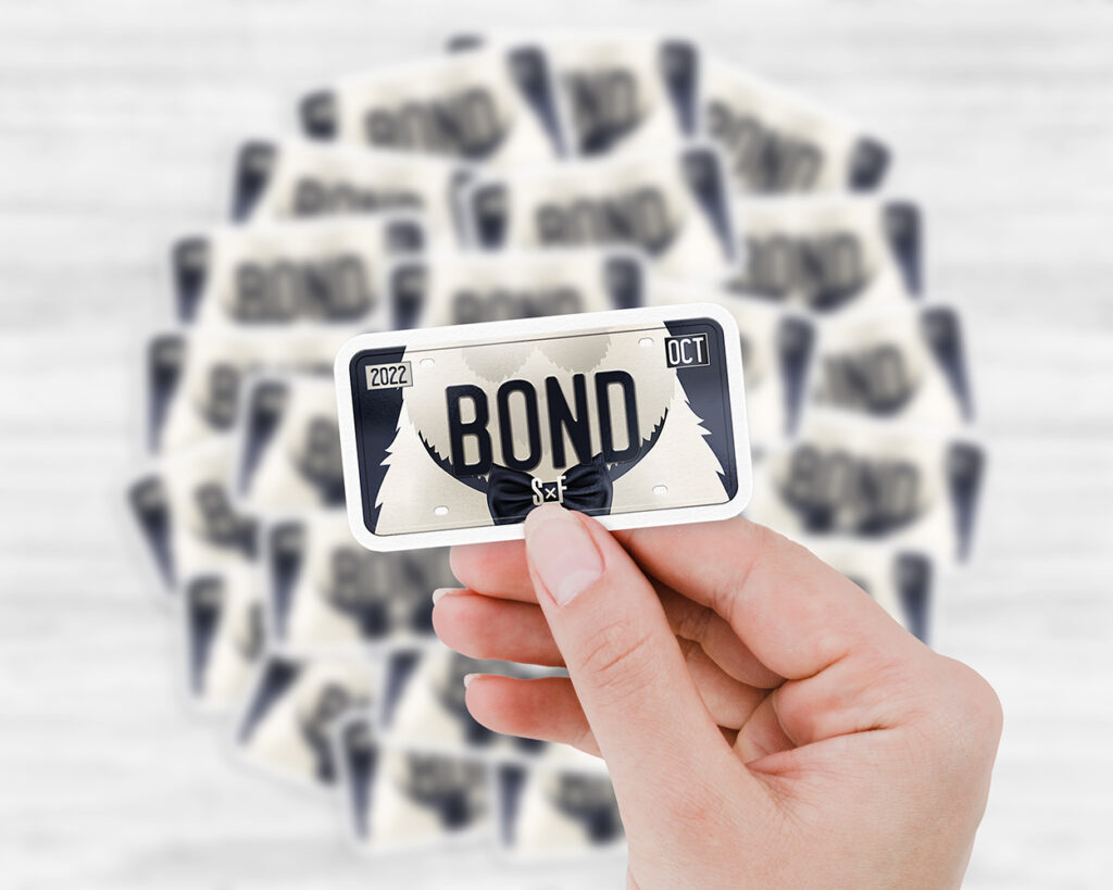 Bond Forger license plate sticker