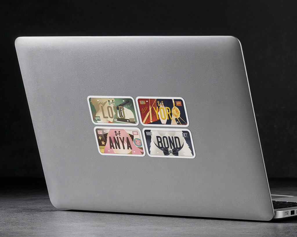 Collection of Spy Family anime characters license plate stickers