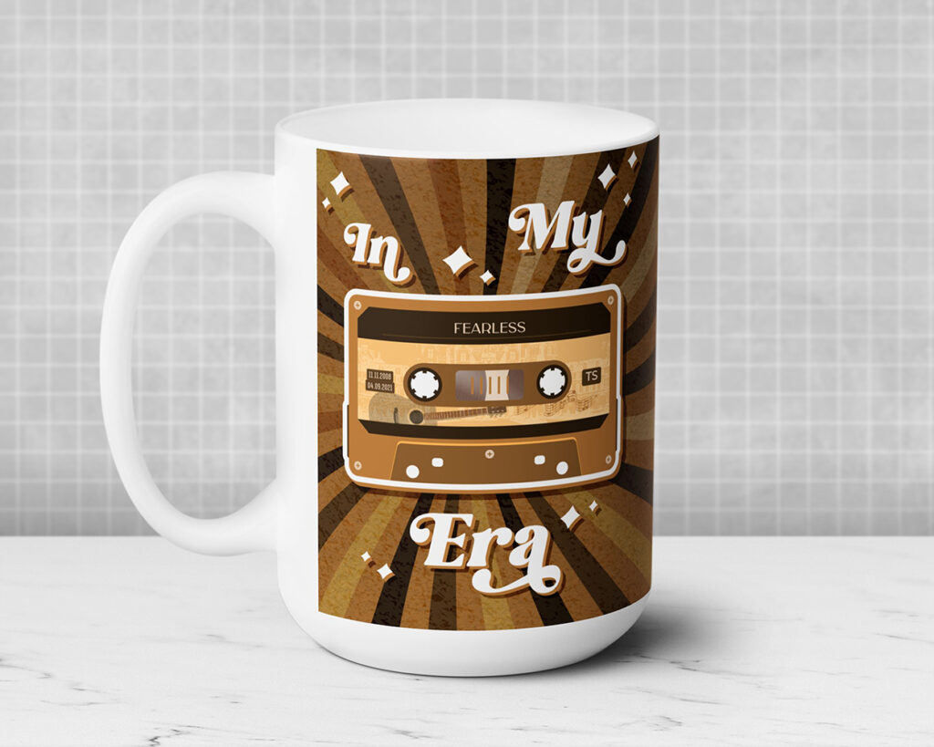 In my Fearless era vintage cassette tape ceramic mug