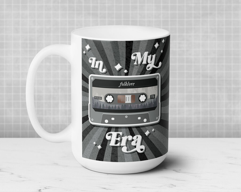 In my Folklore era vintage cassette tape ceramic mug