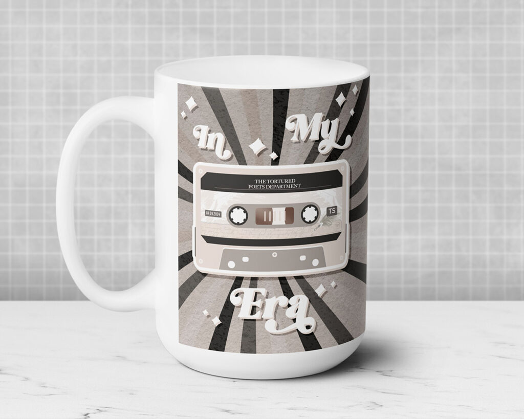 In my Tortured Poets era vintage cassette tape ceramic mug