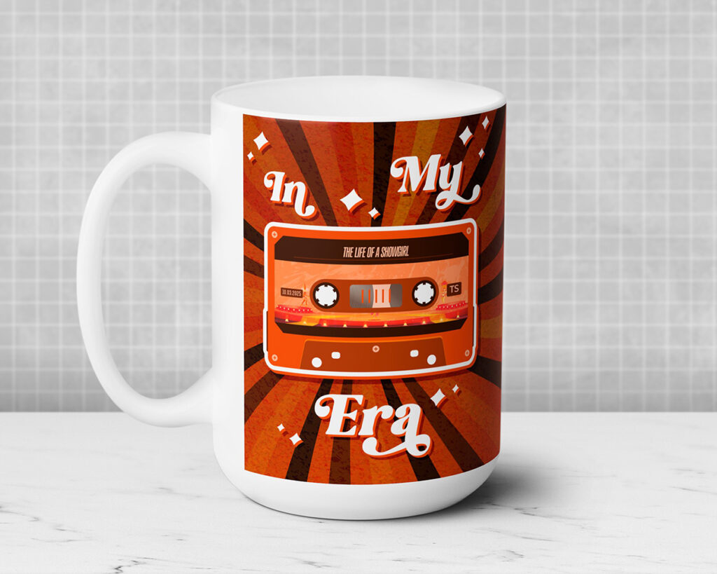 In my Showgirl era vintage cassette tape ceramic mug