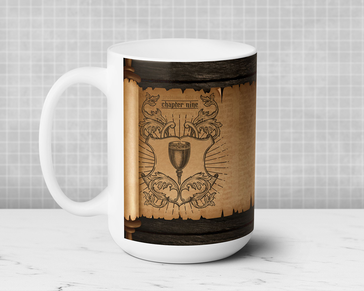 Collection of The Eras medieval scroll ceramic mugs - Image 5