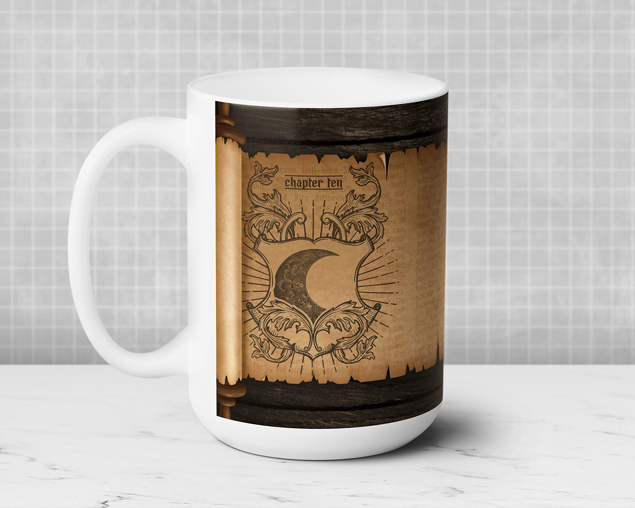 Collection of The Eras medieval scroll ceramic mugs - Image 4