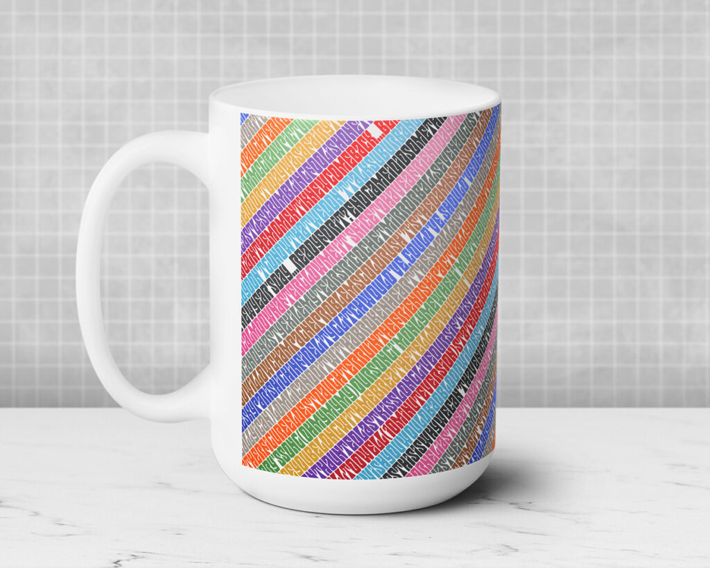 Song titles Era color stripes ceramic mug