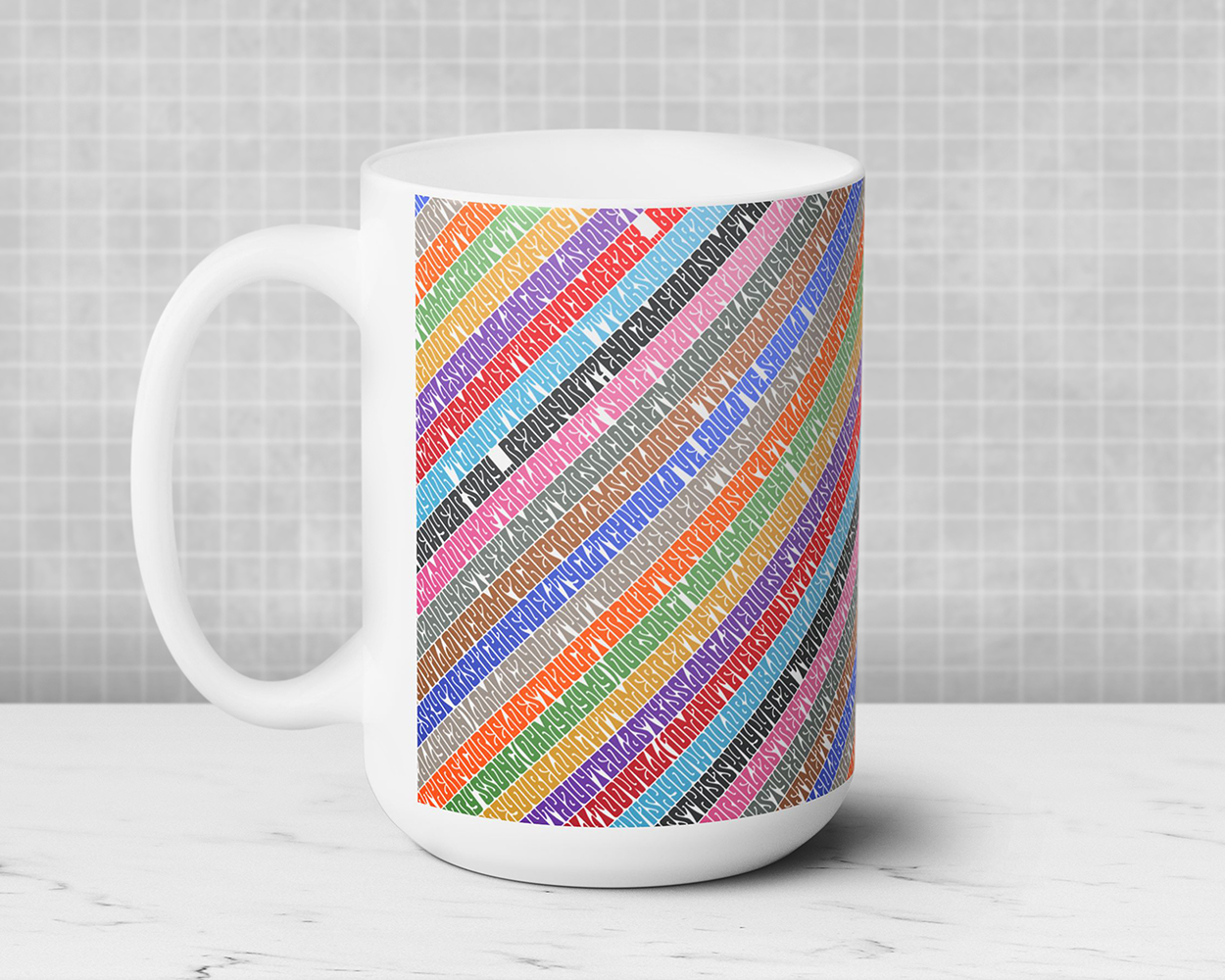 Song titles Era color stripes ceramic mug