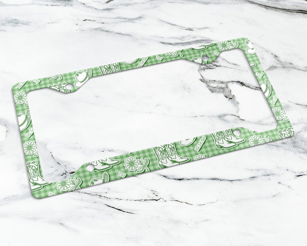 Self-titled era icon pattern license plate frame