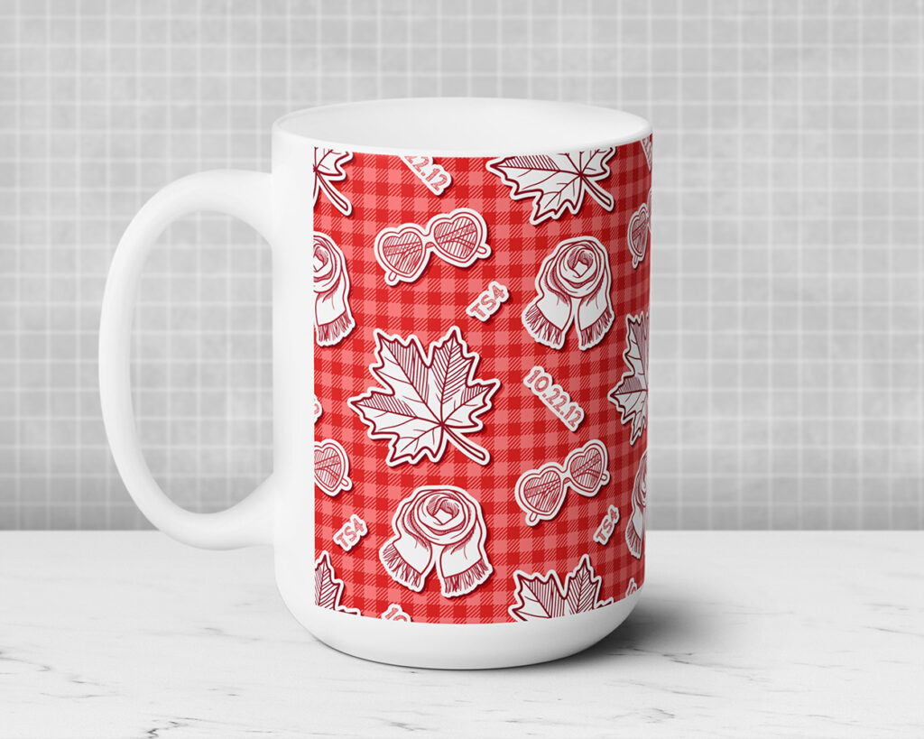 Red era icon pattern ceramic mug