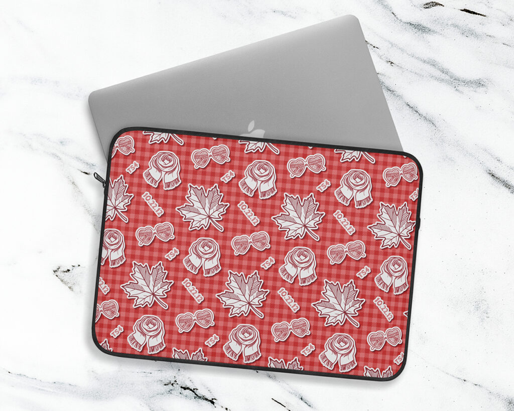 Red era icon pattern laptop sleeve