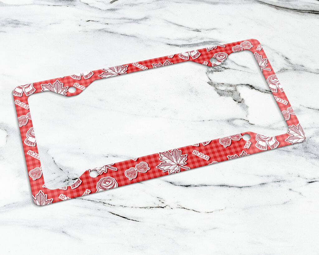 Red era icon pattern license plate frame