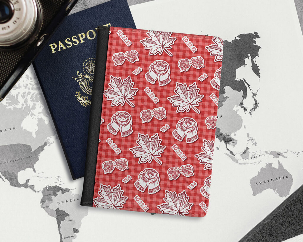 Red era icon pattern passport cover