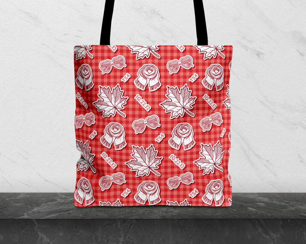 Red era icon pattern tote bag