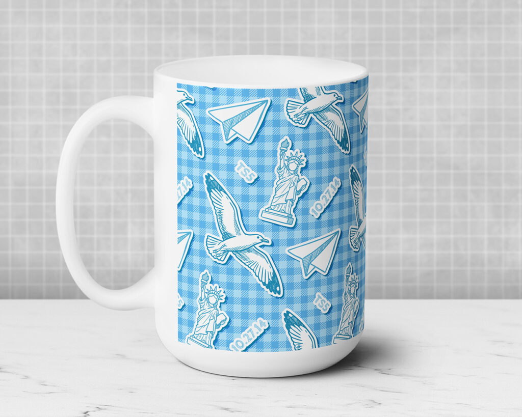 1989 era icon pattern ceramic mug