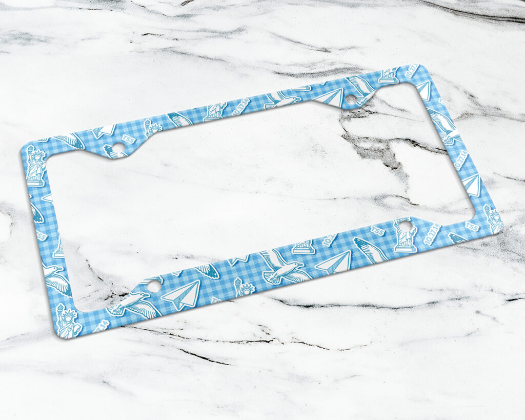 1989 era icon pattern license plate frame